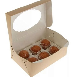 Коробка на 6 капкейков крафт